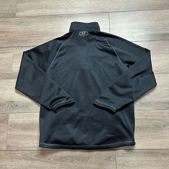 Under Armour 1/4 Zip Pullover Large Black Polyester Long Sleeve - Picture 2 of 5